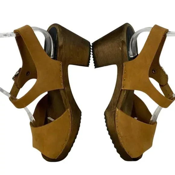 LOTTA Stockholm ALICIA Swedish Peep-Toe Wood Clogs | Womens 39 (8.5) Brown - Picture 6 of 7